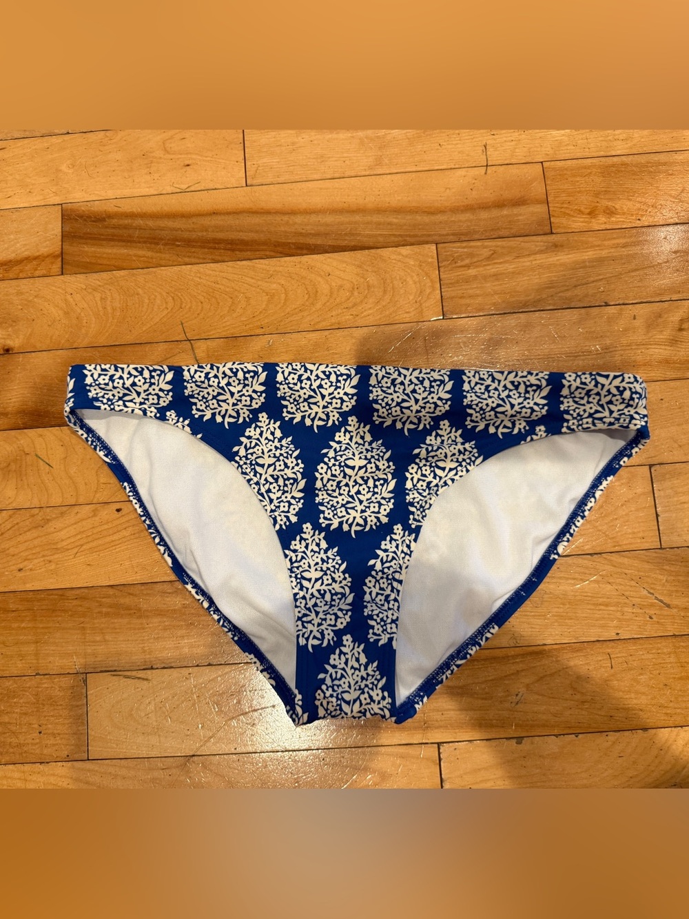 Blue and White Printed Bikini Bottoms
